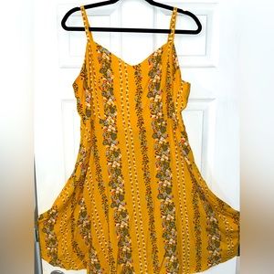 Old Navy Yellow Waist Defined Cami Floral Dress XL